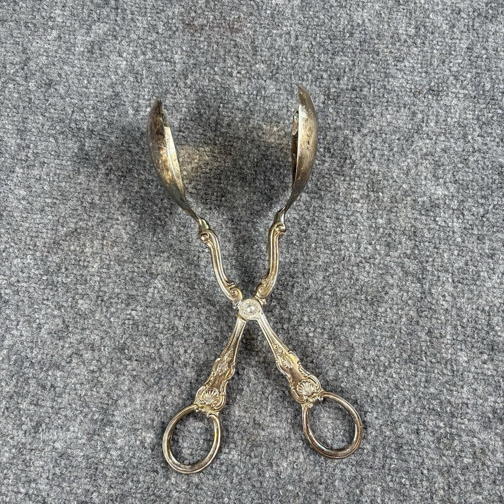 Vintage MCM Sheffield England Silverplate Scissor Salad Servings Tongs‎ Flatware
